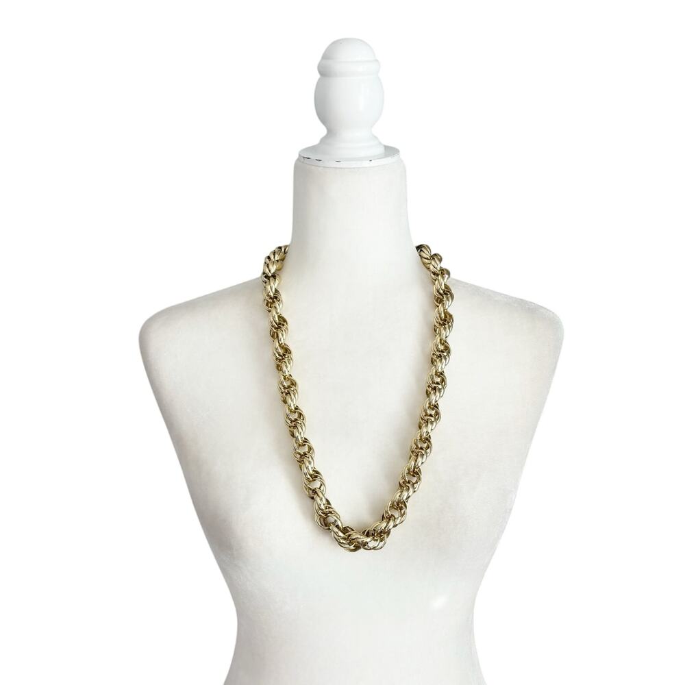 Vintage Coro Gold Tone Triple Loop Long Chain Necklace 28"